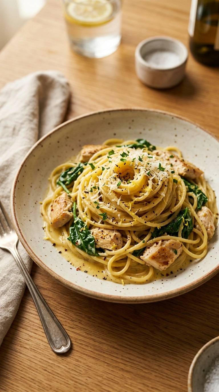 Garlicky Buttery Lemon Chicken Pasta | 30-Min Cozy Warm Hearty Dinner