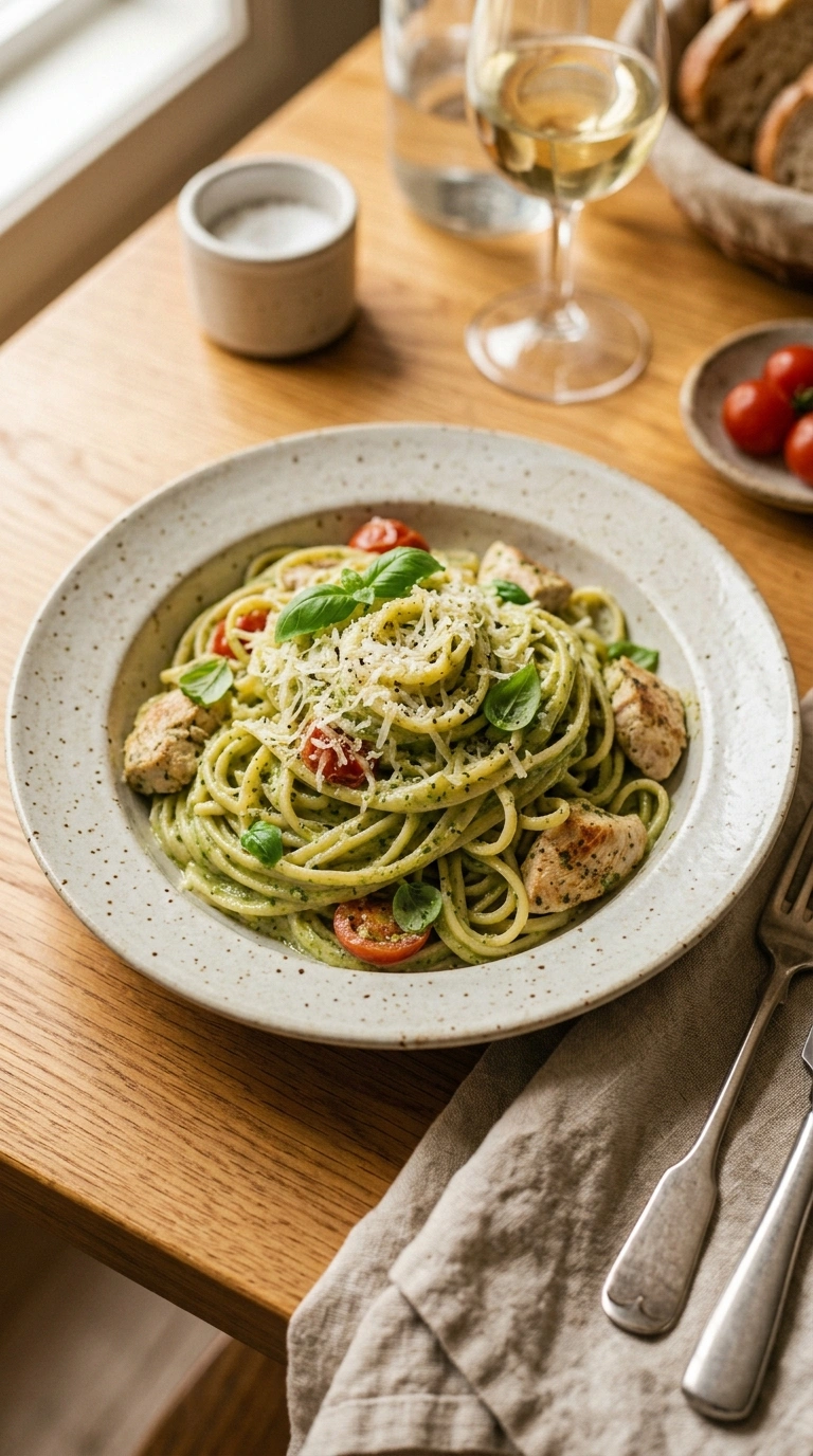 Garlicky Buttery Pesto Chicken Pasta | 30-Min Cozy Warm Hearty Dinner