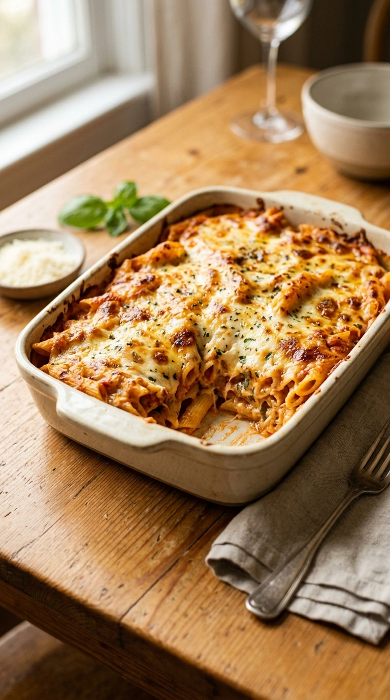 Creamy Hearty Tomato Feta Pasta Bake | 45-Min Cozy Warm Fall Dinner