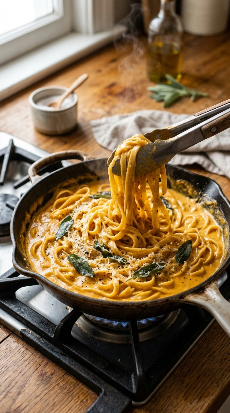 Cooking instructions for creamy silky pumpkin alfredo