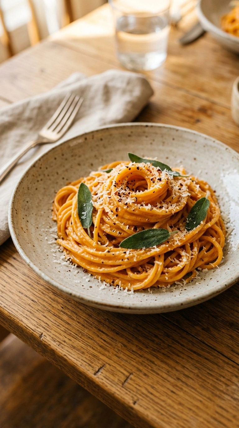 Creamy Silky Pumpkin Alfredo | 25-Min Cozy Warm Hearty Fall Dinner